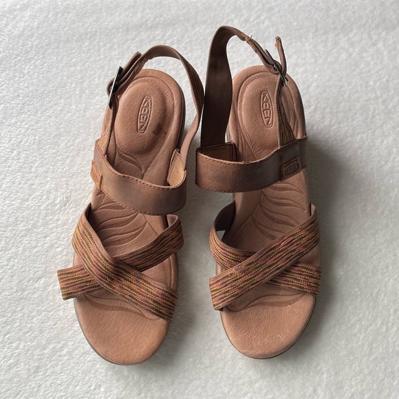 Keen Wedge Sandals Tan Size 7 - Picture 2 of 11